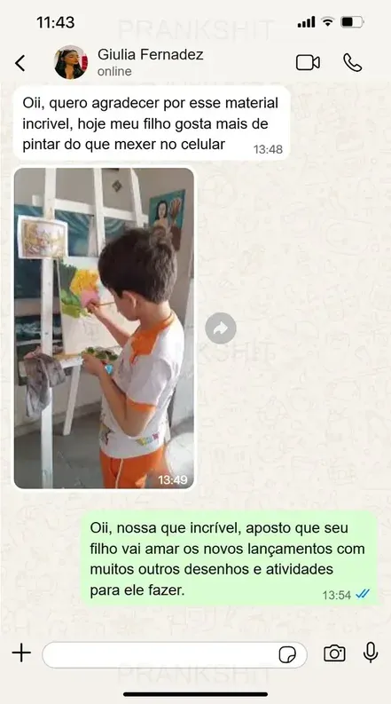 Depoimento de mãe ou pai enviado por WhatsApp